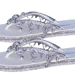 Bridal Shoes, Wedding Flip Flops, Rhinestones Crystals, Bachelorette Party
